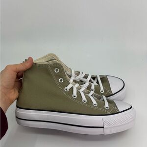 Olive Green Platform Converse - BRAND NEW